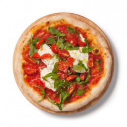This pizza is circular. This pizza is circular.