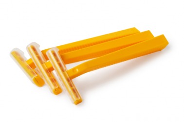 Three disposable razors. Three disposable razors.