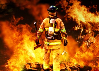 This firefighter appears fearless. This firefighter appears fearless.