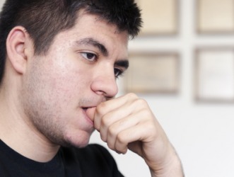 This man's fixation is biting his nails. This man's fixation is biting his nails.
