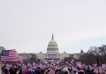 People waiting to see the inauguration of an American president. People waiting to see the inauguration of an American president.