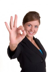 This woman gives the sign for OK! This woman gives the sign for OK!