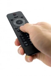 A remote is used to activate the DVD player. A remote is used to activate the DVD player.