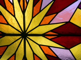 Leading is the black borders around each piece of stained glass. Leading is the black borders around each piece of stained glass.