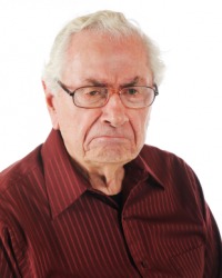 This man looks ornery. This man looks ornery.