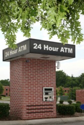 A drive-up ATM. A drive-up ATM.
