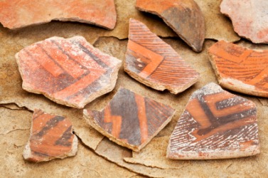 Fragments of ancient pottery. Fragments of ancient pottery.
