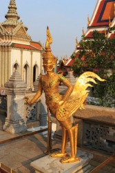 A gilt statue. A gilt statue.