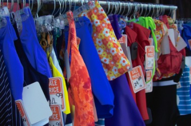 Clothing offered at bargain basement prices. Clothing offered at bargain basement prices.