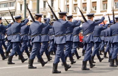 Soldiers march to the call of Soldiers march to the call of