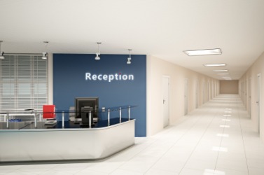 The lobby in an office building. The lobby in an office building.