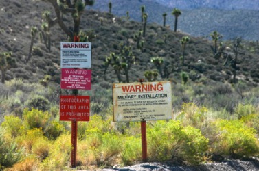 Warning signs posted around Area 51. Warning signs posted around Area 51.