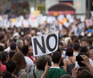 Protesters stage a demonstration. Protesters stage a demonstration.