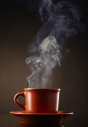 Liquid from this cup evaporates as steam. Liquid from this cup evaporates as steam.