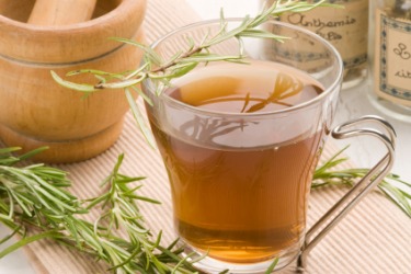 A tisane made with rosemary. A tisane made with rosemary.