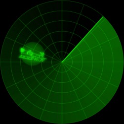 Santa shows as a blip on the radar. Santa shows as a blip on the radar.