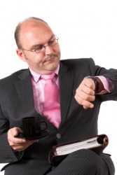 This man is impatient with his wait. This man is impatient with his wait.