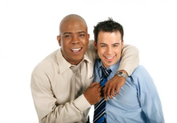 These two men are pals. These two men are pals.