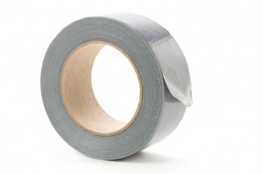 A roll of duct tape. A roll of duct tape.