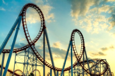 The loops of a roller coaster. The loops of a roller coaster.