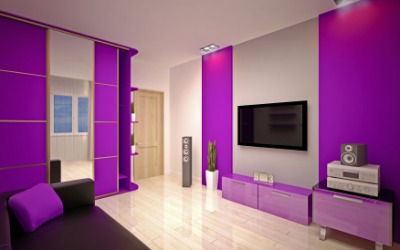 This room has a purple theme. This room has a purple theme.