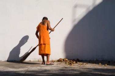 A monks lifestyle might be called austere. A monks lifestyle might be called austere.
