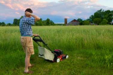 Mowing the lawn is a mundane chore. Mowing the lawn is a mundane chore.