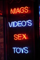 A sign for a porno shop. A sign for a porno shop.