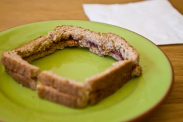 Crusts cut from a sandwich. Crusts cut from a sandwich.