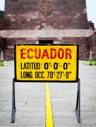 A line marks the Earth's equator. A line marks the Earth's equator.
