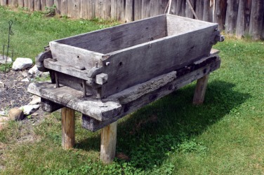 A wooden trough. A wooden trough.