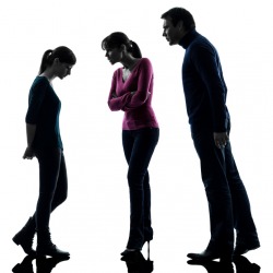 A daughter under reproach from her parents. A daughter under reproach from her parents.