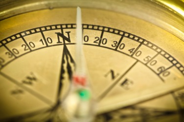 A compass needle is an indicator of direction. A compass needle is an indicator of direction.