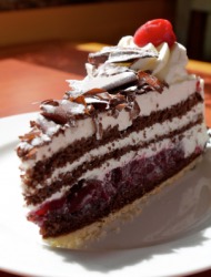 A slice of Black Forest cake. A slice of Black Forest cake.
