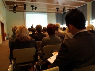 People attending an educational lecture. People attending an educational lecture.