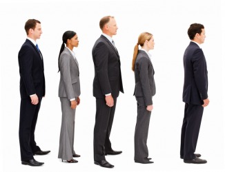 A row of people. A row of people.