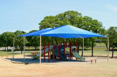 A shady playground. A shady playground.