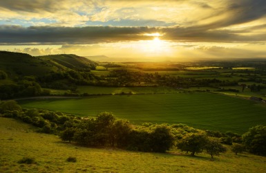 Sunset over a shire. Sunset over a shire.
