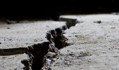 A crack in the ground. A crack in the ground.