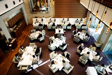 A busy restaurant. A busy restaurant.
