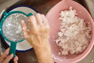 Extracting coconut milk. Extracting coconut milk.