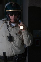 A security person on patrol. A security person on patrol.