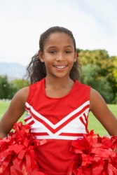 A perky cheerleader. A perky cheerleader.