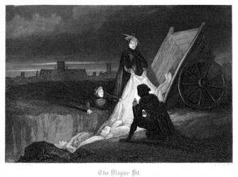 Mass burial during the plague in London. Mass burial during the plague in London.