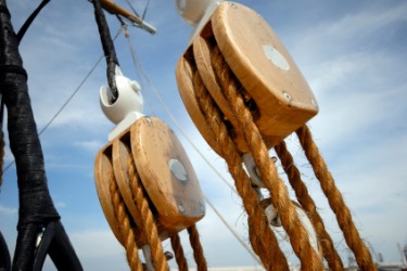 A ships block and tackle. A ships block and tackle.