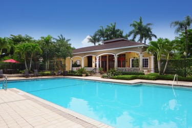 A pool at a clubhouse A pool at a clubhouse