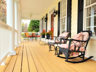Rocking chairs on a front porch. Rocking chairs on a front porch.