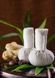 Spa herbal compressing ball with herbs. Spa herbal compressing ball with herbs.