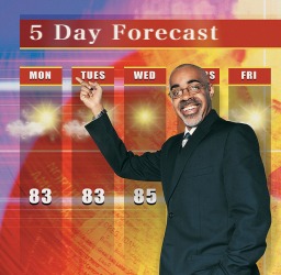 The weatherman predicts the 5 Day Forecast. The weatherman predicts the 5 Day Forecast.