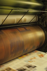 Roll paper in printing press Roll paper in printing press